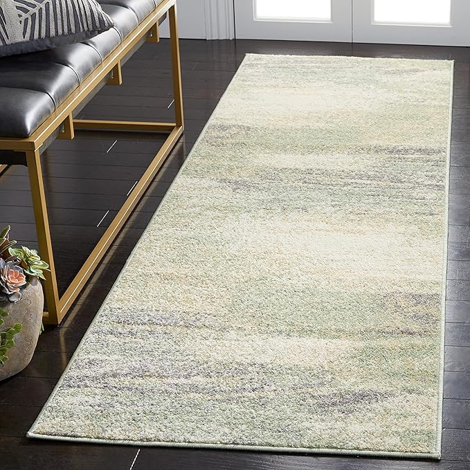 SAFAVIEH Adirondack Collection Runner Rug - 2'6" x 10', Ivory & Sage, Modern Abstract Design, Non-Shedding & Easy Care, Ideal for High Traffic Areas in Living Room, Bedroom (ADR112W)