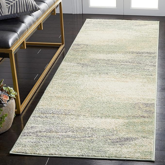 SAFAVIEH Adirondack Collection Runner Rug - 2'6" x 10', Ivory & Sage, Modern Abstract Design, Non-Shedding & Easy Care, Ideal for High Traffic Areas in Living Room, Bedroom (ADR112W)