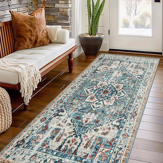 Area Rug 2x6 Hallway Runner Rugs,Non Slip Machine Washable Hallway Runner Rug Soft Bedroom Rug, Low PileLightweight Rugs for Entryway, Hallway, Kitchen and Corridor