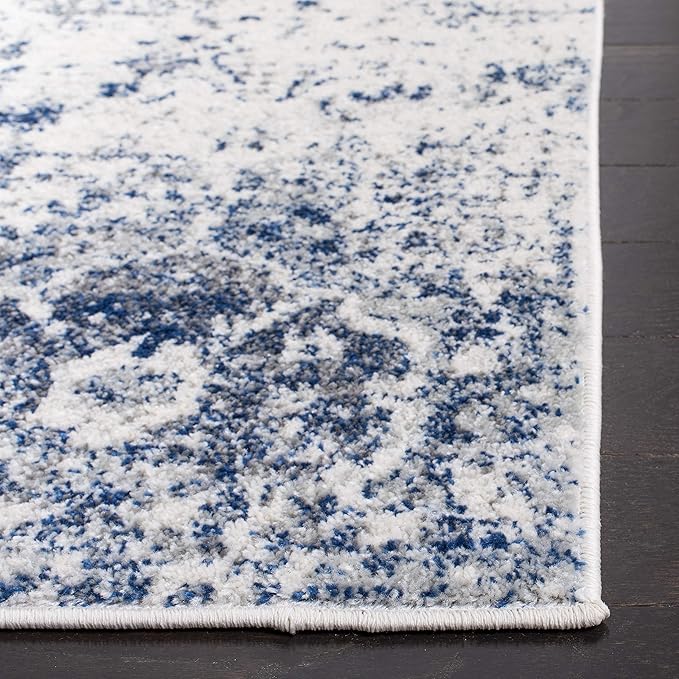 SAFAVIEH Madison Collection Runner Rug - 2'3" x 22', White & Royal Blue, Floral Medallion Distressed Design, Non-Shedding & Easy Care, Ideal for High Traffic Areas in Living Room, Bedroom (MAD611C)