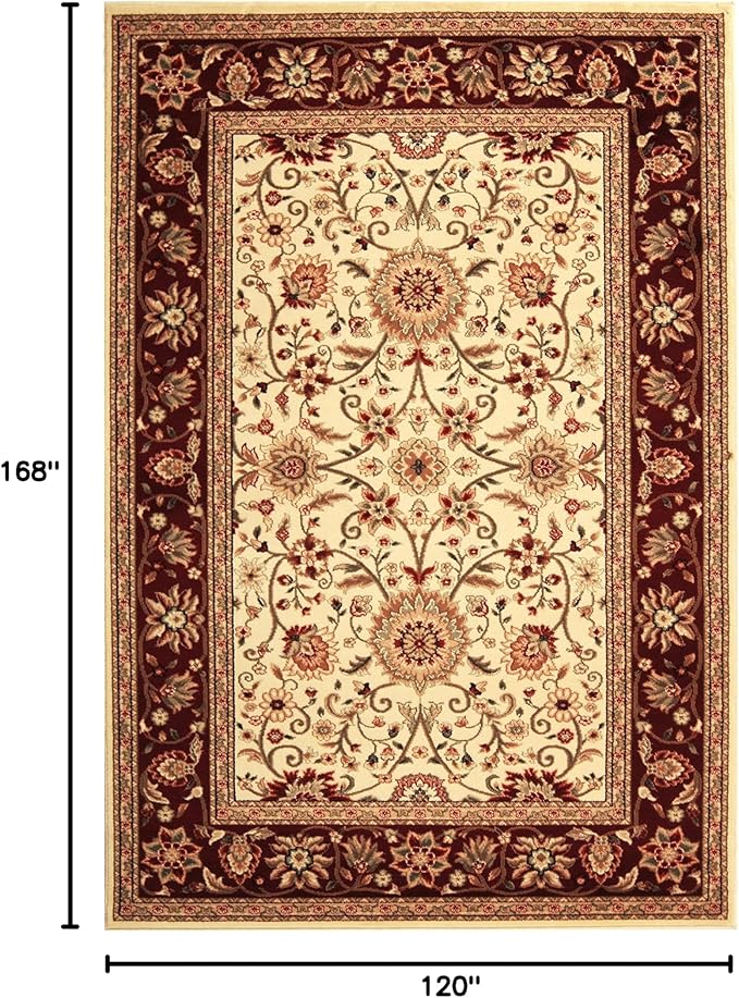 SAFAVIEH Lyndhurst Collection Area Rug - 10' x 14', Ivory & Red, Traditional Oriental Design, Non-Shedding & Easy Care, Ideal for High Traffic Areas in Living Room, Bedroom (LNH212K)