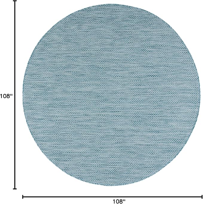 SAFAVIEH Courtyard Collection Area Rug - 9' Round, Aqua & Grey, Non-Shedding & Easy Care, Indoor/Outdoor & Washable-Ideal for Patio, Backyard, Mudroom (CY8521-37121)