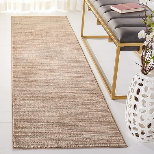 SAFAVIEH Vision Collection Runner Rug - 2'2" x 8', Light Brown, Modern Ombre Tonal Chic Design, Non-Shedding & Easy Care, Ideal for High Traffic Areas in Living Room, Bedroom (VSN606C)