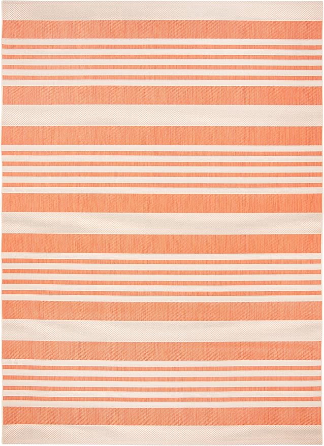 SAFAVIEH Courtyard Collection Area Rug - 9' x 12', Terracotta & Beige, Stripe Design, Non-Shedding & Easy Care, Indoor/Outdoor & Washable-Ideal for Patio, Backyard, Mudroom (CY6062-241)