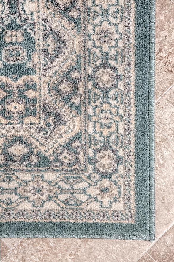 nuLOOM 9x12 Becca Traditional Tiled Area Rug, Blue, Faded Transitional Design, Stain Resistant, For Bedroom, Dining Room, Living Room, Hallway, Office, Kitchen, Entryway