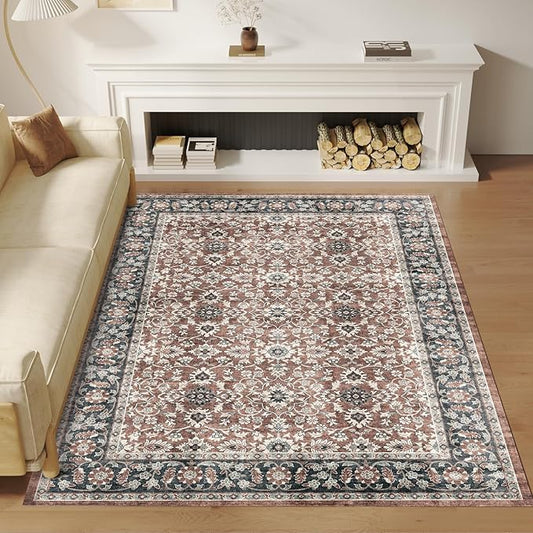 Area Rug, 5x7 Soft Non Slip & Shedding Mat for Living Room,Dining Room, Home Decor Non-Shedding, Machine Washable Tapete