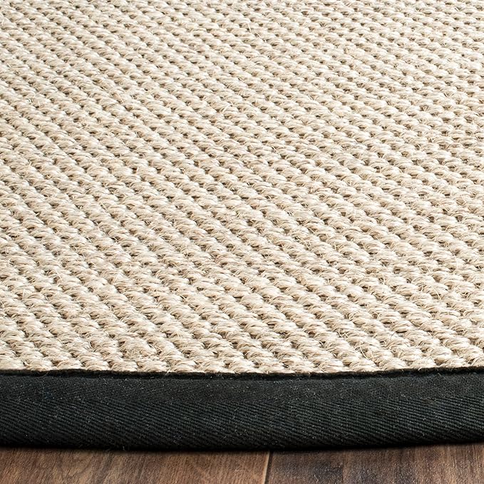 Safavieh Natural Fiber Collection Area Rug - 6' x 8', Marble & Black, Sisal with Cotton Border, Ideal for The Living Room, Bedroom, Dining Room (NF143A-68)