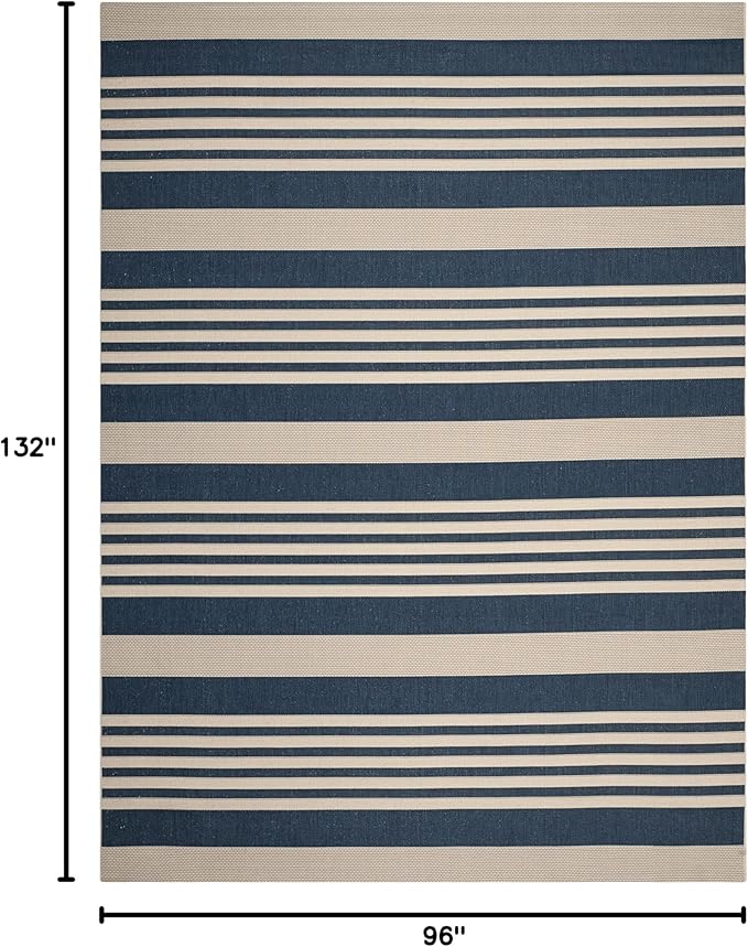 SAFAVIEH Courtyard Collection Area Rug - 8' x 11', Navy & Beige, Non-Shedding & Easy Care, Indoor/Outdoor & Washable-Ideal for Patio, Backyard, Mudroom (CY6062-268)