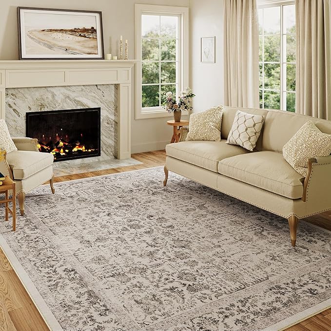 Black Area Rug 3x5 Office Entryway Rug Machine Washable Kitchen Vintage Distressed Non Slip Carpet Indoor Retro Floral Accent Throw Door Mat for Bathroom Bedroom Dining Living Room