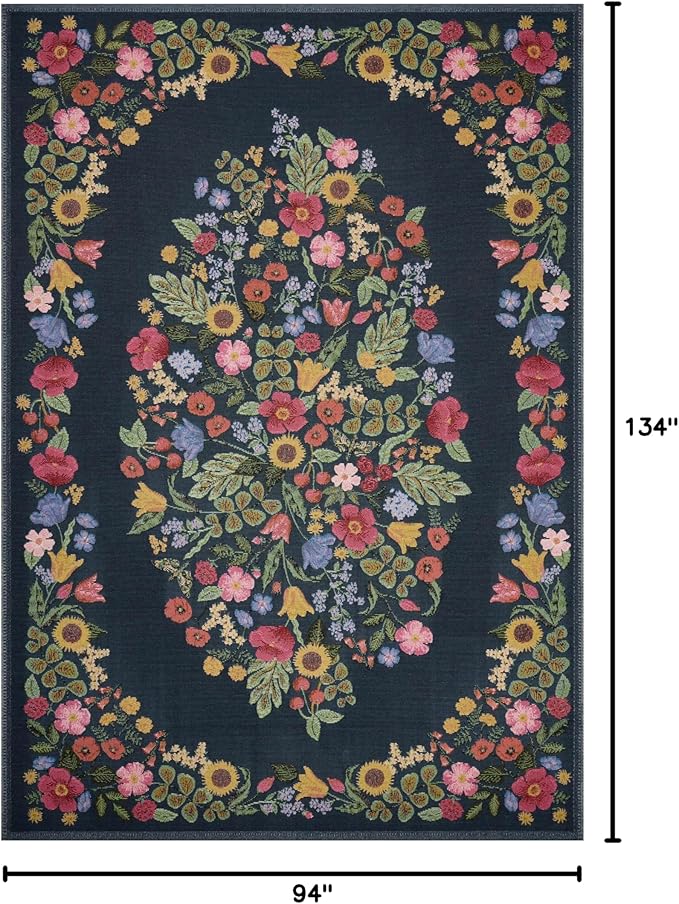 Loloi Rifle Paper Co. Perennial Collection Blossom PRN-01 Navy 7'-10" x 11'-2" Indoor/Outdoor Area Rug