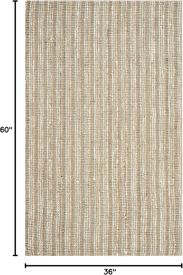 SAFAVIEH Natural Fiber Collection Accent Rug - 3' x 5', Natural & Ivory, Handmade Chunky Textured Jute 0.75-inch Thick, Ideal for High Traffic Areas in Entryway, Living Room, Bedroom (NF447N)