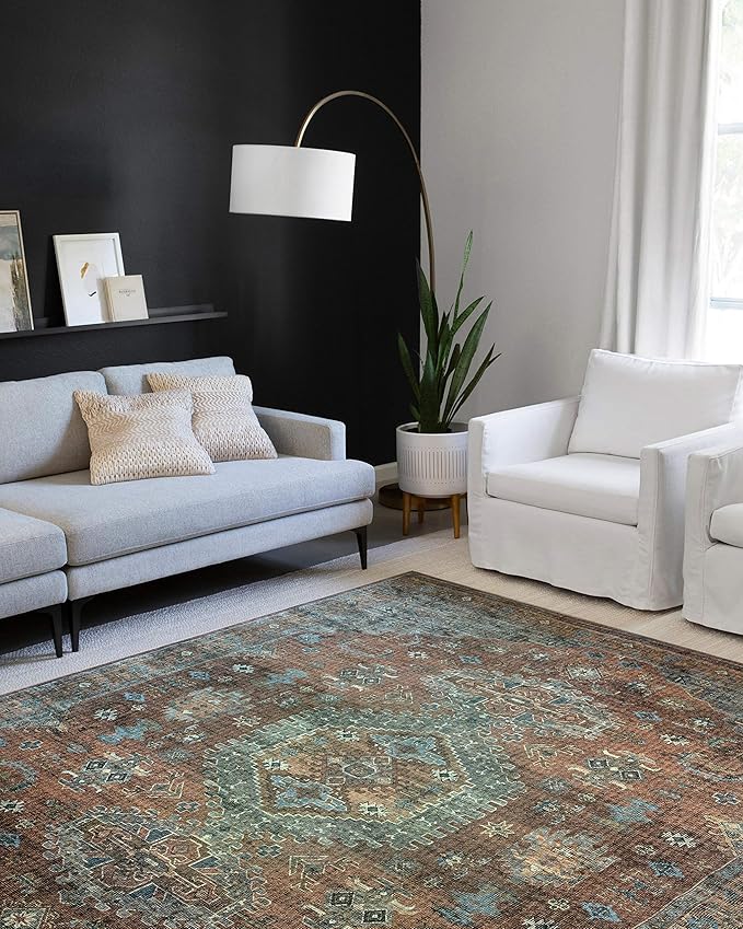 Loloi II Skye Collection SKY-07 Terracotta/Sky 2'-6" x 10'-0" Runner Rug