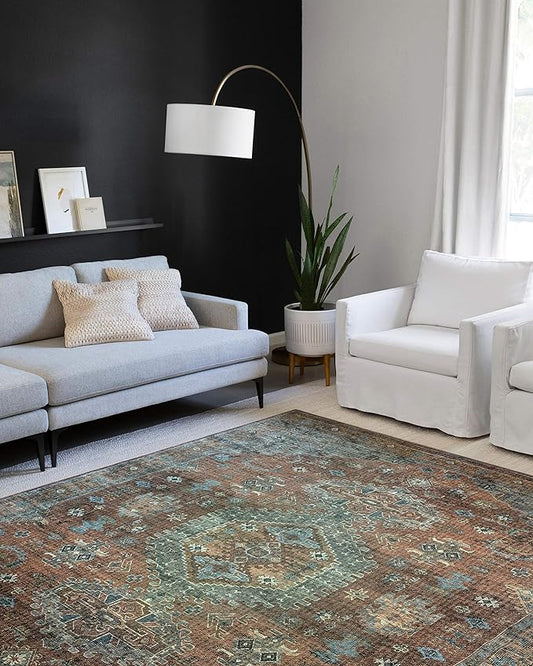 Loloi II Skye Collection SKY-07 Terracotta/Sky 2'-6" x 12'-0" Runner Rug