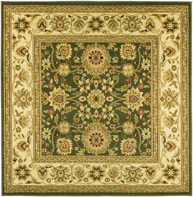 SAFAVIEH Lyndhurst Collection 8' Square Sage / Ivory LNH212C Traditional Oriental Non-Shedding Living Room Bedroom Dining Home Office Area Rug