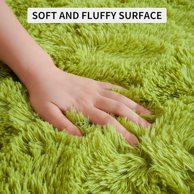 Tepook Super Soft Fluffy Rug for Bedroom, Modern Shaggy Rug Fuzzy Kids Rug for Living Room, Plush Indoor Nursery Home Decor Rug with Non-Slip Bottom, Grass Green, 6 X 9 Feet