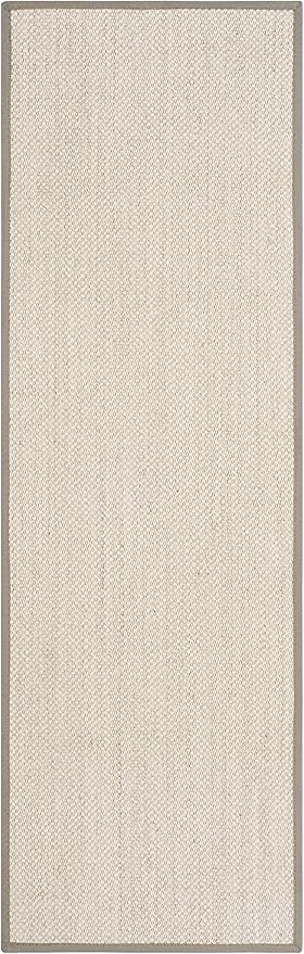 SAFAVIEH Natural Fiber Collection Runner Rug - 2'6" x 14', Marble & Khaki, Border Sisal Design, Easy Care, Ideal for High Traffic Areas in Living Room, Bedroom (NF143E)