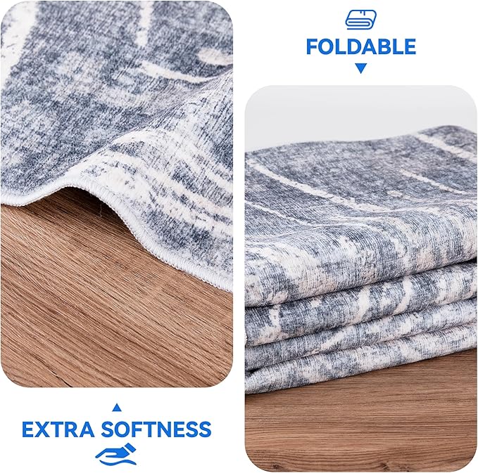 2x3 Small Entryway Rug Machine Washable Modern Abstract Printed Mat Soft Non Slip Area Rugs Indoor Stain Resistant Carpet for Front Entrance Kitchen Bathroom
