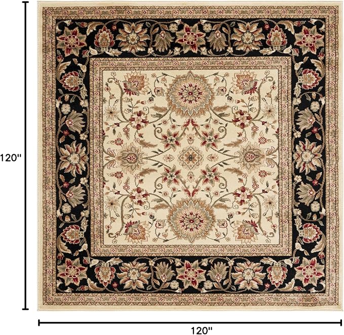 SAFAVIEH Lyndhurst Collection 10' Square Ivory/Black LNH212B Traditional Oriental Non-Shedding Living Room Bedroom Area Rug