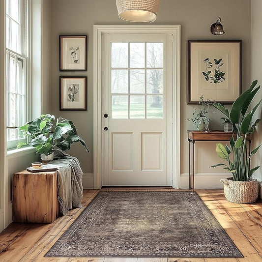 4x6 ft Area Rug - Washable, Non-Slip, Indoor/Outdoor, Boho Style for Patio, Kitchen, Office, Entryway, Kids Rooms & Runners - Durable & Stylish Area Rugs for Any Space