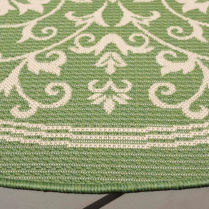 SAFAVIEH Courtyard Collection Runner Rug - 2'3" x 14', Olive & Natural, Scroll Design, Non-Shedding & Easy Care, Indoor/Outdoor & Washable-Ideal for Patio, Backyard, Mudroom (CY2098-1E06)