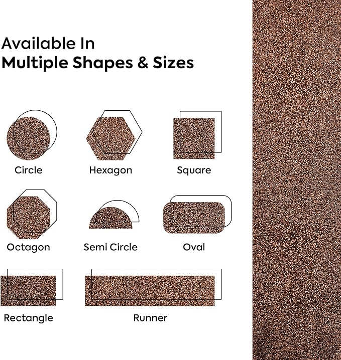 Furnish my Place Modern Indoor/Outdoor Commercial Solid Color Rug - Brown, 10' x 10', Square, Pet and Kids Friendly Rug. Made in USA, Area Rugs Great for Kids, Pets, Event, Wedding