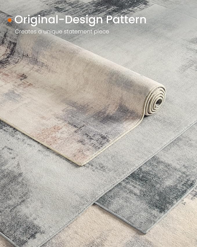 SONGMICS HOME Area Rug, 3x5 ft Rug for Living Room, Non-Slip Carpet, Modern Abstract Style, Home Decor, for Bedroom, Kitchen, Entryway, Dining Room, Machine Washable, Dove Gray UTAR072G01