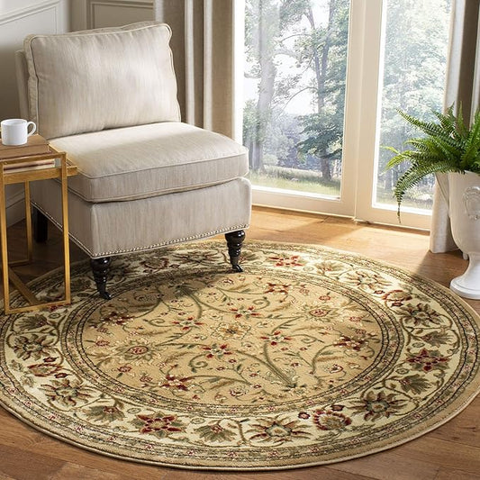 SAFAVIEH Lyndhurst Collection 10' Round Beige/Ivory LNH212D Traditional Oriental Non-Shedding Living Room Bedroom Area Rug