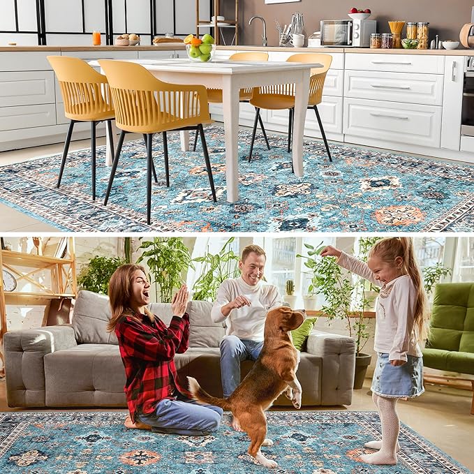 2x3 Area Rugs, Washable Entry Rug Indoor Door Mat Stain Resistant Non-Slip Non-Shedding Carpet Vintage Boho Rug Small Bath Mat Low Pile Rug for Entryway Kitchen Laundry Bathroom