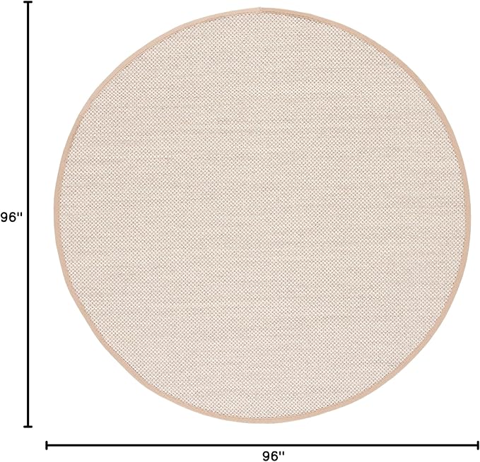 SAFAVIEH Natural Fiber Collection 8' Round Marble / Linen NF143B Border Sisal Area Rug
