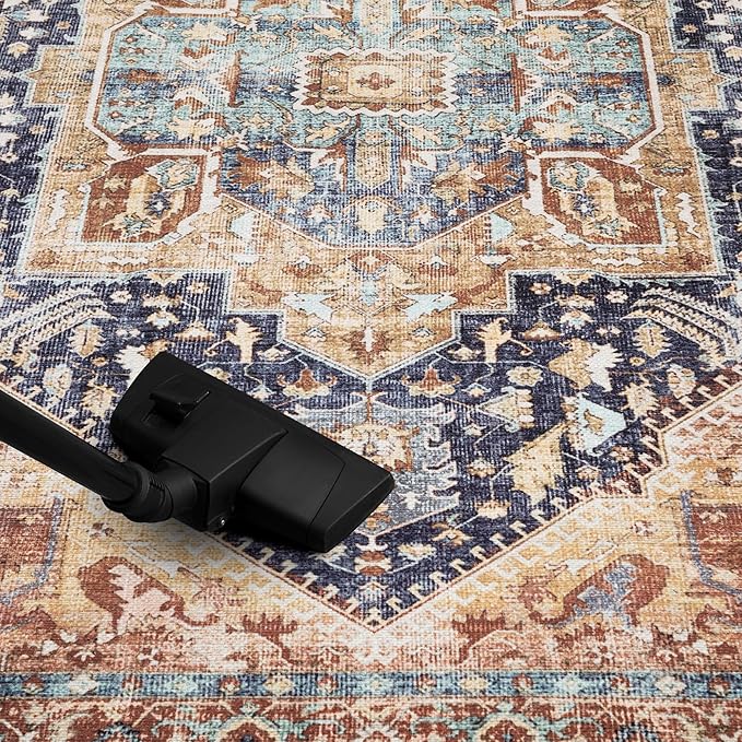 Keen Home Design 2x12 Rug - Machine Washable Runner Rug with Non-Slip Backing, Ideal for Hallway, Entryway, Kitchen, Laundry Room - Vintage, Easy Clean, Durable, Low Pile Rug - (2'6" x 12')