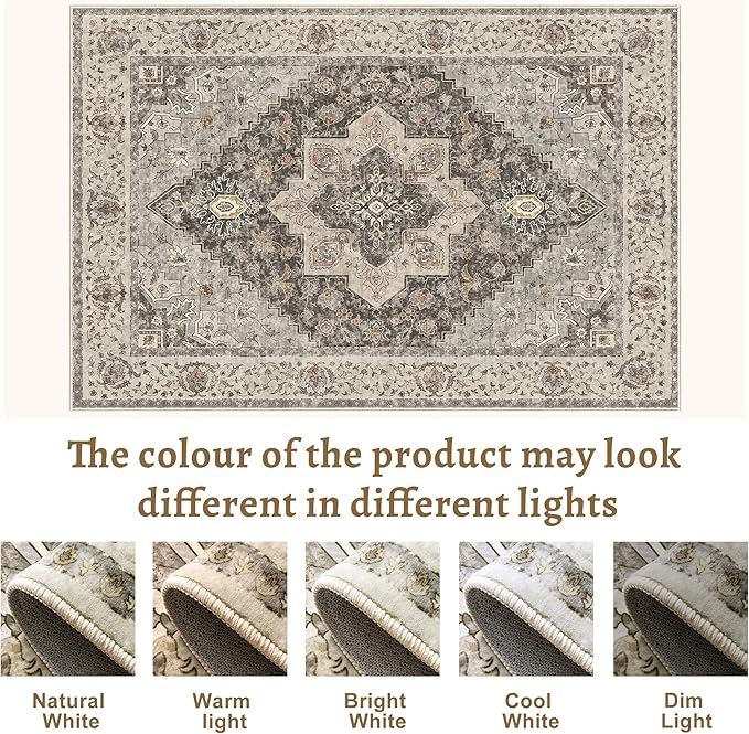 2x10 Washable Runner Rug for Hallways, Non Slip Vintage Runner Rug, Soft Low Pile Long Runner, Print Distressed Brown/Grey Carpet Runners for Kitchen Bedroom Entryway Bathroom Living Room