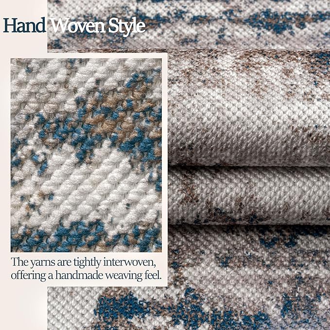 3x5 Abstract Washable Area Rug, Doormat Rugs, Non Pile, Tear and Stain Resistance, Non-Slip, Hand Woven Style Thin Entryway Rug Throw Rug for High Traffic Entrance Bedside- Multi