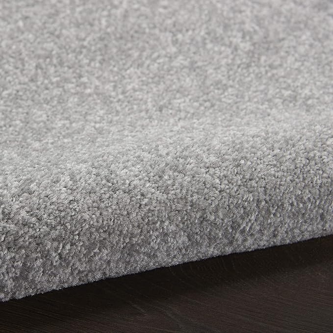 Nourison Essentials Indoor/Outdoor Silver Grey 6' x Round Area Rug, Easy Cleaning, Non Shedding, Bed Room, Living Room, Dining Room, Backyard, Deck, Patio (6 Round)