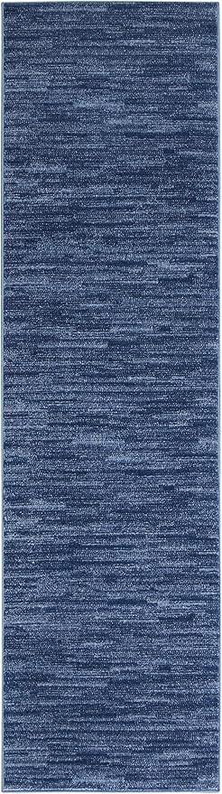 Nourison Essentials Indoor/Outdoor Navy Blue 2'2" x 10' Area Rug, Easy Cleaning, Non Shedding, Bed Room, Living Room, Dining Room, Backyard, Deck, Patio (2x10)