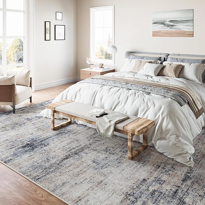 5x7 Living Room Rugs Machine Washable Gray Hallway Area Rug Indoor Accent Rug Abstract Low Pile Carpet Distressed Throw Aesthetic Rug Bedroom Office Dining Room Kitchen Laundry Room Non Slip