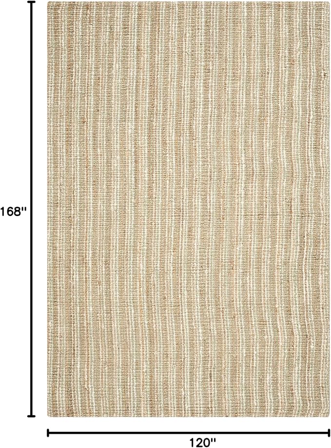 SAFAVIEH Natural Fiber Collection Area Rug - 10' x 14', Sage & Natural, Handmade Chunky Textured Jute 0.75-inch Thick, Ideal for High Traffic Areas in Living Room, Bedroom (NF447S)