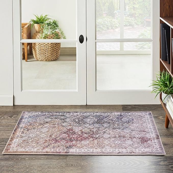 Door Mat, 2x3 Rug, Indoor Mats for Entryway, Door Rugs for Entryway Indoor, Front Door Rugs, Small Non Slip Rug, Neutral Boho Modern Vintage Floral Rug for Entryway Indoor, Bathroom