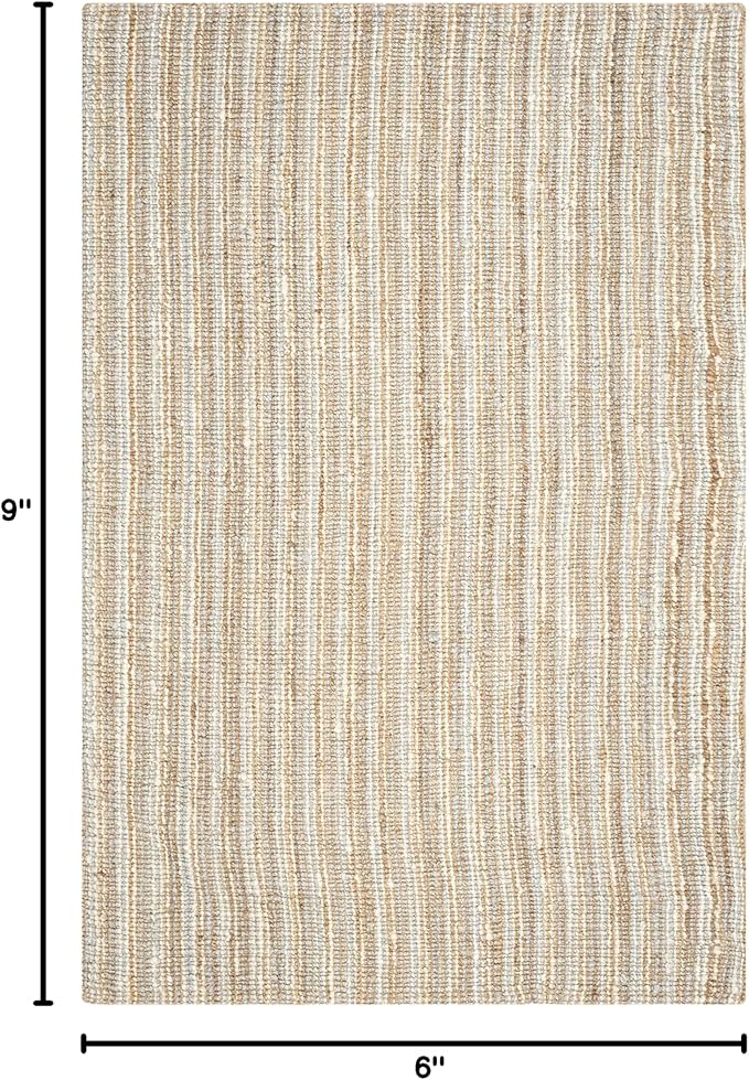 SAFAVIEH Natural Fiber Collection Area Rug - 6' x 9', Grey & Natural, Handmade Chunky Textured Jute 0.75-inch Thick, Ideal for High Traffic Areas in Living Room, Bedroom (NF447K)