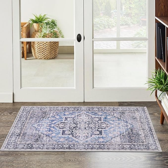Door Mat, 2x3 Rug, Indoor Mats for Entryway, Door Rugs for Entryway Indoor, Front Door Rugs, Small Non Slip Rug, Neutral Boho Modern Vintage Floral Rug for Entryway Indoor, Bathroom