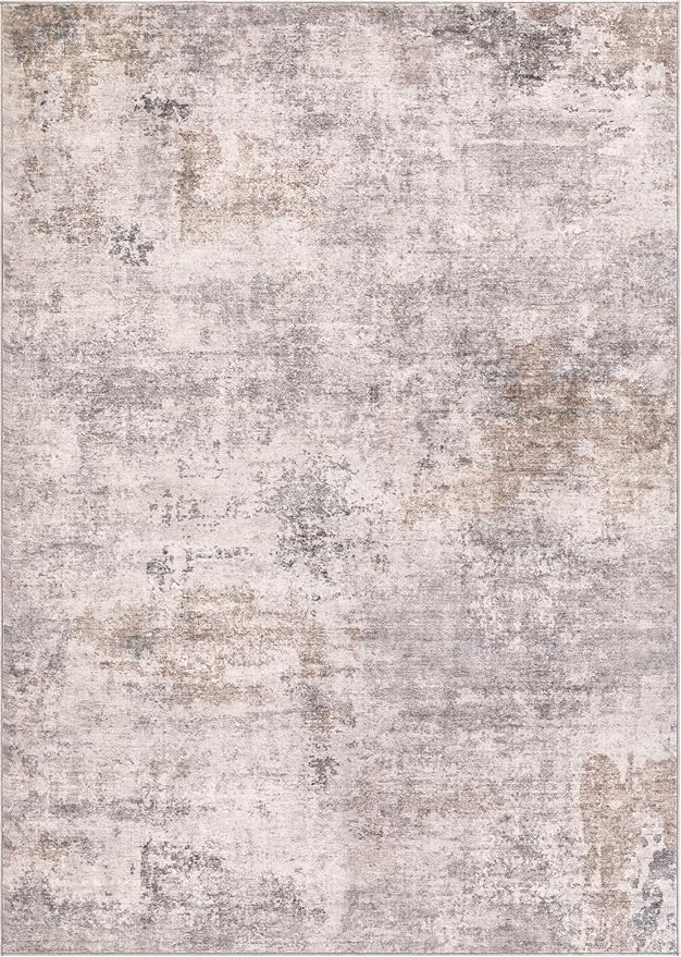 Washable Rug 9x12 Area Rugs for Living Room: Modern Abstract Neutral Soft Large Rug for Bedroom Dining Room Under Kitchen Table Home Office Decor - Brown