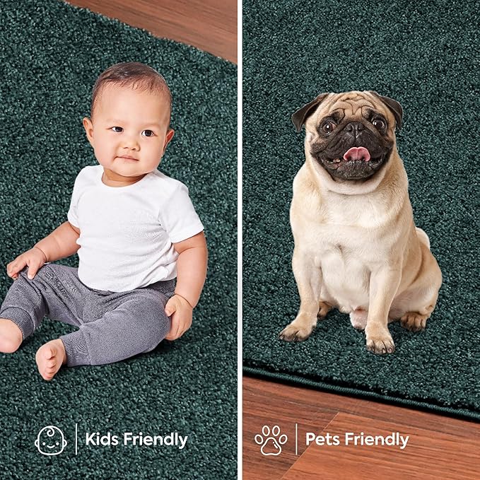 Furnish my Place Modern Indoor/Outdoor Commercial Solid Color Rug - Forest Green, 3' x 18', Runner, Pet and Kids Friendly Rug. Made in USA, Area Rugs Great for Kids, Pets, Event, Wedding