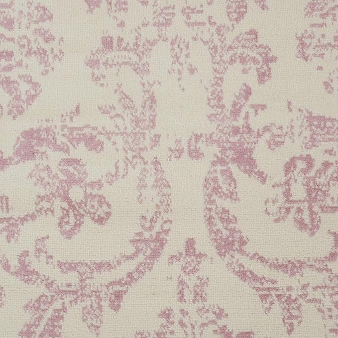 Nourison Jubilant Damask Ivory/Pink 8'6" x 12' Area -Rug, Easy -Cleaning, Non Shedding, Bed Room, Living Room, Dining Room, Kitchen (9x12)
