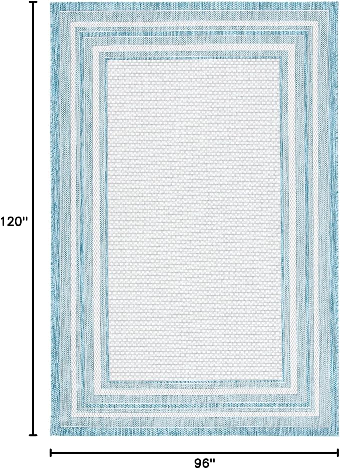 SAFAVIEH Courtyard Collection 8' x 10' Ivory / Aqua CY8475 Indoor/ Outdoor Patio Backyard Mudroom Area Rug