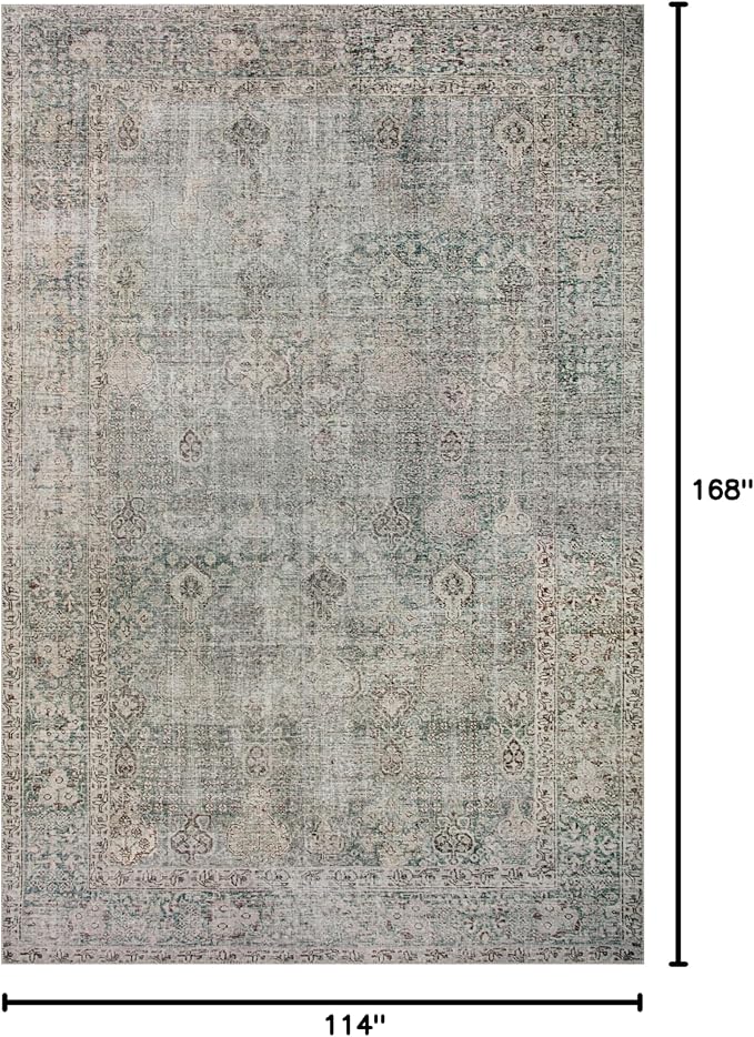 Loloi Chris Loves Julia Jules Collection JUL-08 Emerald/Antique Ivory 9'-6'' x 14', .13" Pile Height, Area Rug