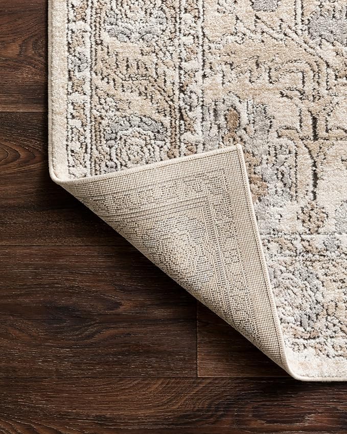 Loloi II Teagan Collection TEA-03 Ivory/Sand 3'-4" x 5'-7", .25" Thick, Accent Rug, Soft, Durable, Neutral, Woven, Low Pile, Non-Shedding, Easy Clean, Living Room Rug