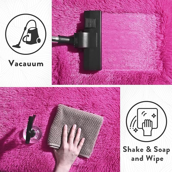 4x6 Hot Pink Rug for Bedroom Girls, Soft Fluffy Plush Shag Rugs for Kids Baby Bedside, Non-Slip Indoor Floor Thick Rugs, Living Room Nursery Dorm Home Decor Throw Carpet