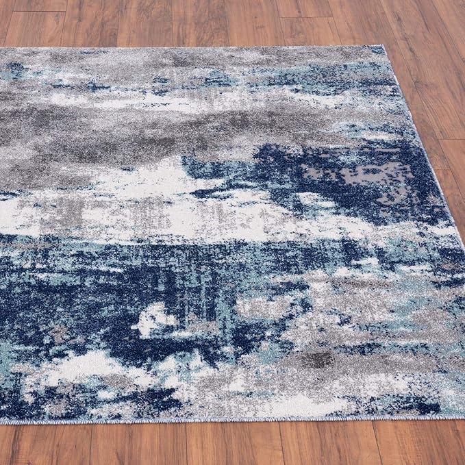 LUXE WEAVERS Euston Collection D.Blue-L.Blue 5x7 Modern Abstract Area Rug