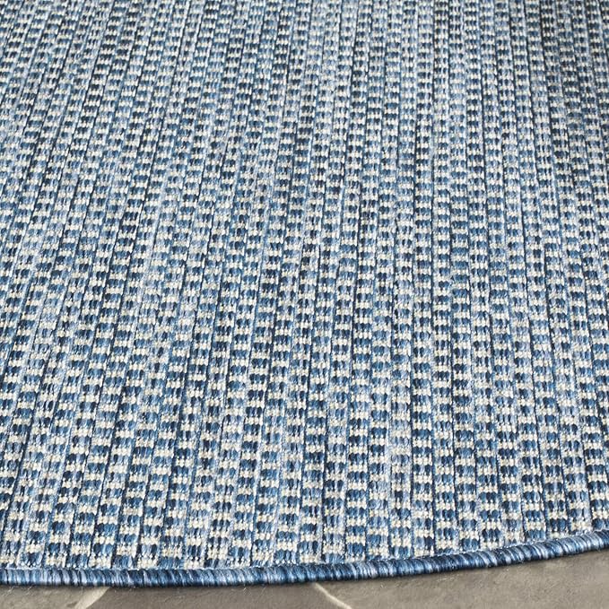 SAFAVIEH Courtyard Collection 7'1" Round Navy/Grey CY8521 Indoor/ Outside Waterproof Easy cleansingPatio Backyard Mudroom Area Mat