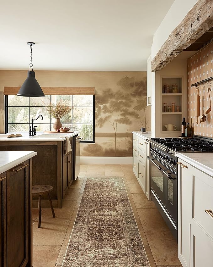 Loloi Magnolia Home by Joanna Gaines Sinclair Collection SIN-01 Rust/Lagoon 2'-3" x 9'-6", .25" Pile Height, Machine Washable, Runner Rug