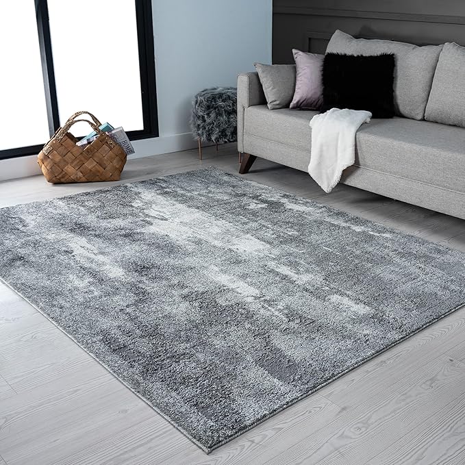 LUXE WEAVERS Euston Collection 7681 Dark Grey 4x5 Modern Abstract Area Rug